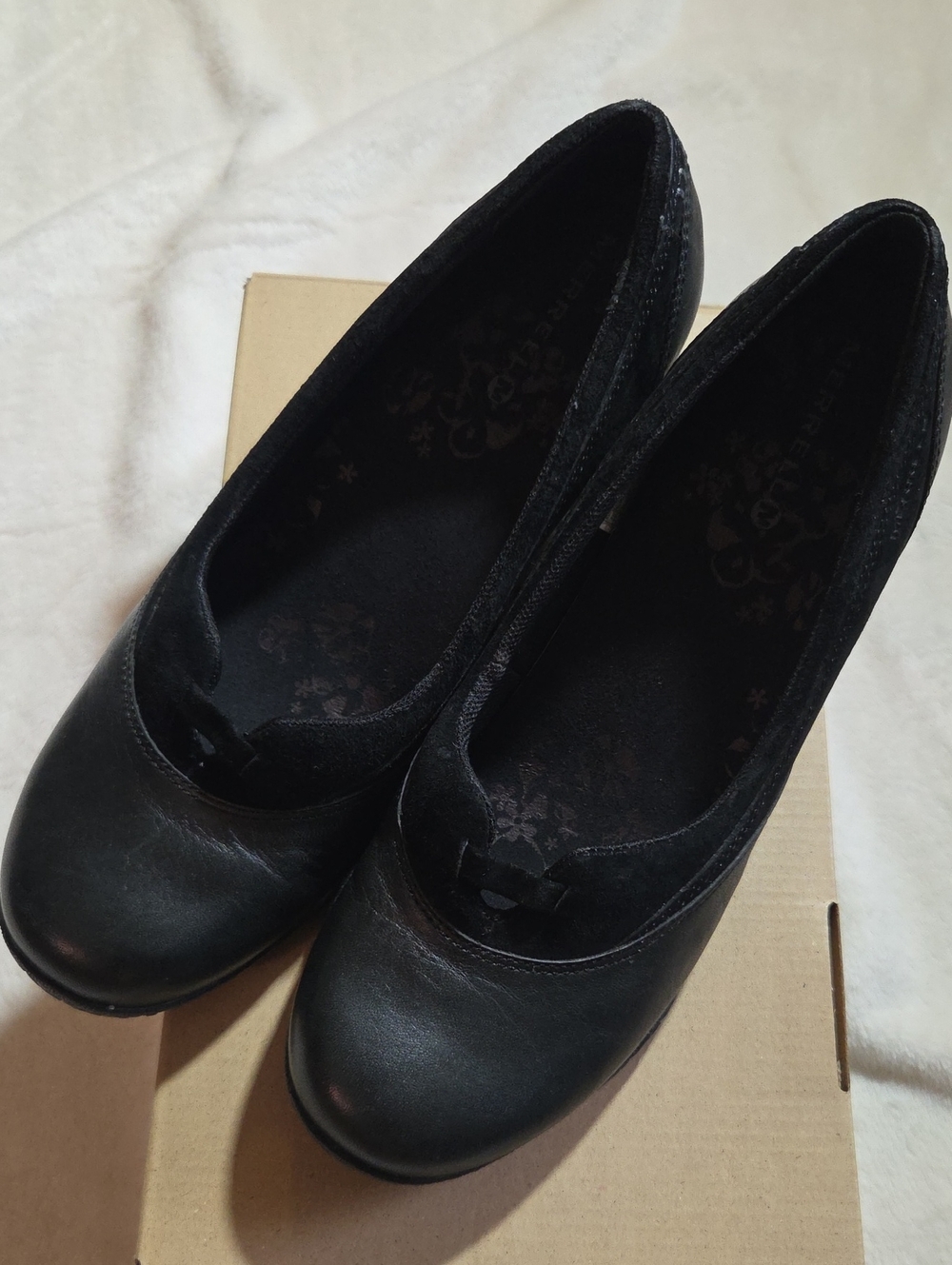 Merrell Lotus black leather suede slip on wedge Sz 8.5